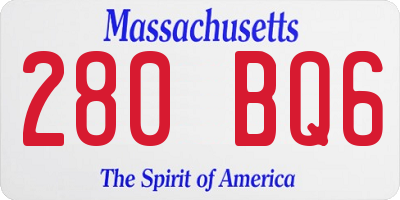 MA license plate 280BQ6
