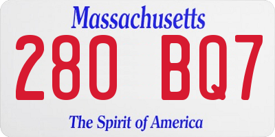 MA license plate 280BQ7