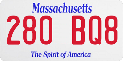 MA license plate 280BQ8