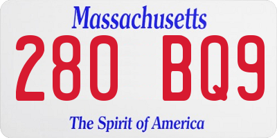 MA license plate 280BQ9