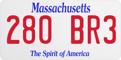 MA license plate 280BR3