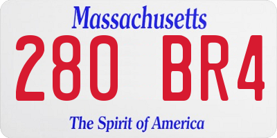 MA license plate 280BR4