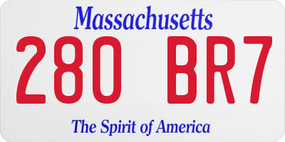 MA license plate 280BR7