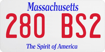 MA license plate 280BS2