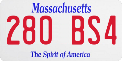 MA license plate 280BS4