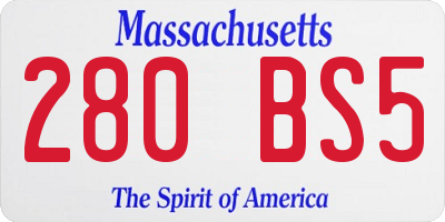 MA license plate 280BS5