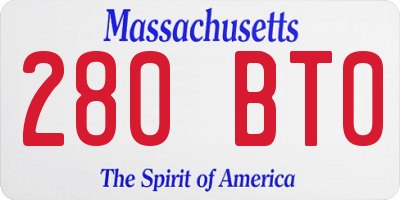 MA license plate 280BT0