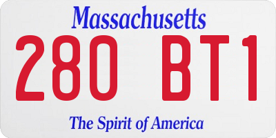 MA license plate 280BT1