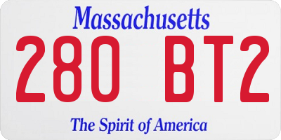 MA license plate 280BT2