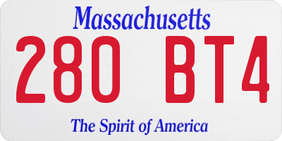 MA license plate 280BT4