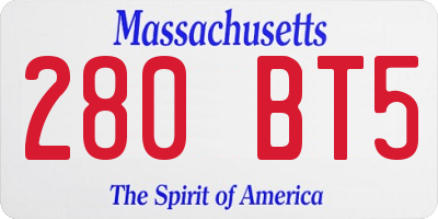 MA license plate 280BT5