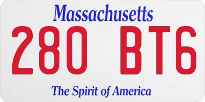 MA license plate 280BT6
