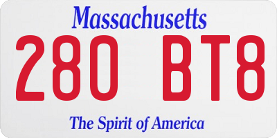 MA license plate 280BT8