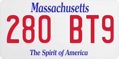 MA license plate 280BT9