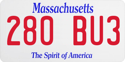 MA license plate 280BU3