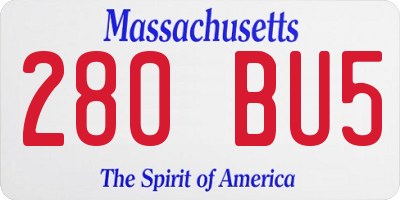 MA license plate 280BU5