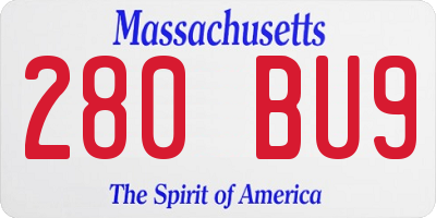 MA license plate 280BU9