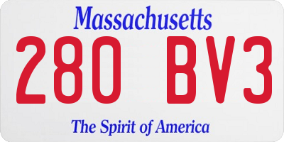 MA license plate 280BV3