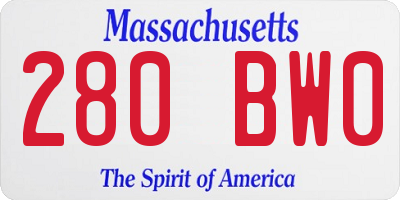 MA license plate 280BW0