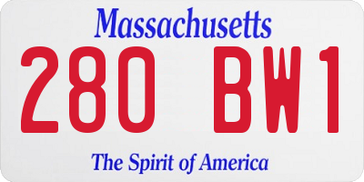 MA license plate 280BW1