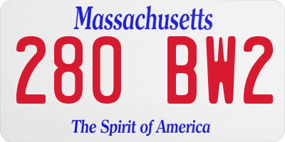 MA license plate 280BW2