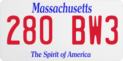 MA license plate 280BW3
