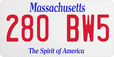MA license plate 280BW5