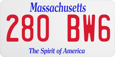MA license plate 280BW6