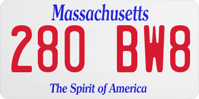 MA license plate 280BW8