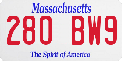 MA license plate 280BW9