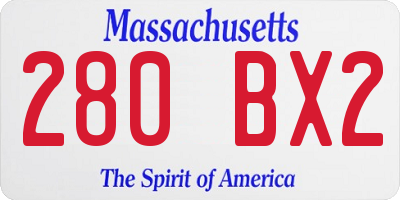 MA license plate 280BX2