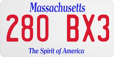 MA license plate 280BX3