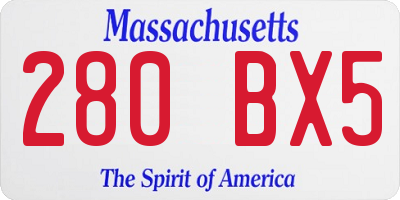 MA license plate 280BX5