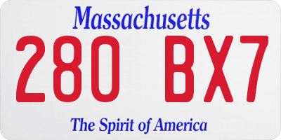 MA license plate 280BX7