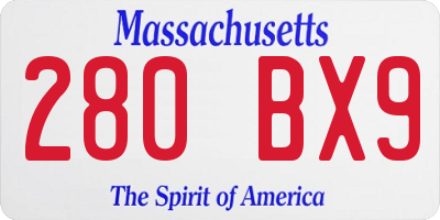 MA license plate 280BX9