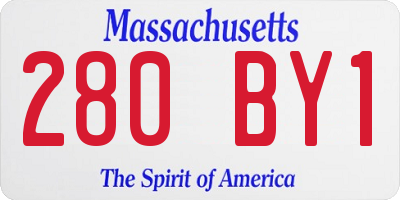MA license plate 280BY1