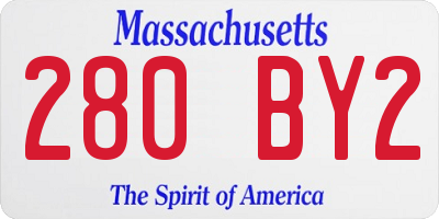 MA license plate 280BY2