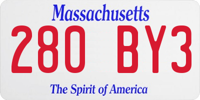 MA license plate 280BY3