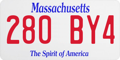 MA license plate 280BY4