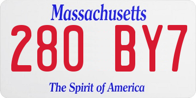 MA license plate 280BY7