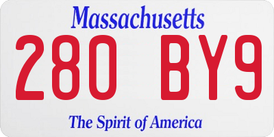 MA license plate 280BY9