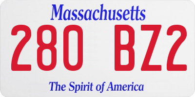 MA license plate 280BZ2