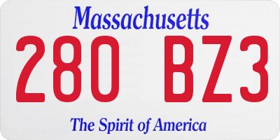 MA license plate 280BZ3