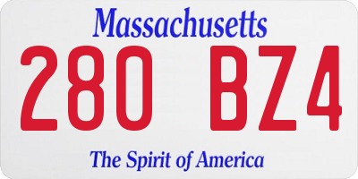MA license plate 280BZ4