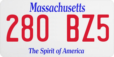 MA license plate 280BZ5