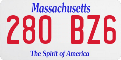 MA license plate 280BZ6