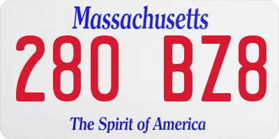 MA license plate 280BZ8