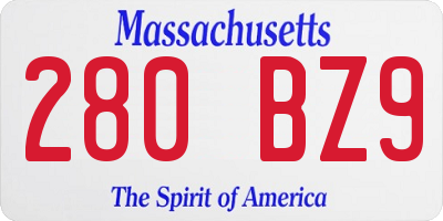 MA license plate 280BZ9