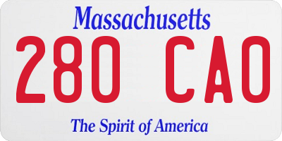 MA license plate 280CA0