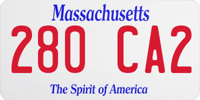 MA license plate 280CA2